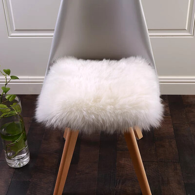 

Selected New Zealand long hair genuine sheepskin rug 40*40cm white square sheep fur chair pad mat, office chair fur cover