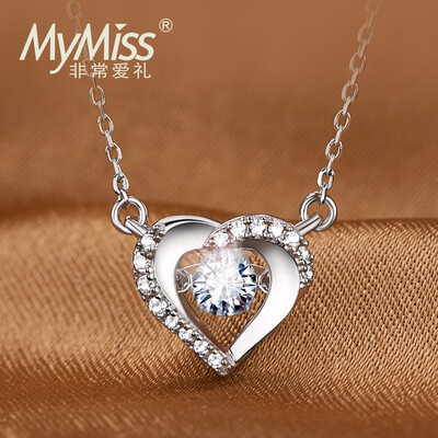 

Mymiss Swarovski циркон ключицы цепи сладкий форме сердца ожерелье женщина серебра Dolphin Bay