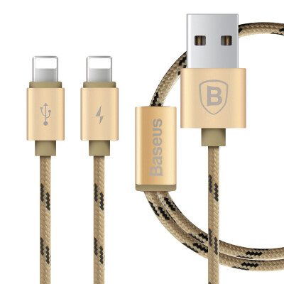 

Baseus Apple two-in-one data cable a drag two mobile phone charging cable for Apple iPhone 6 6s 78 X Plus Tablet PC 12 m Tuhao gold