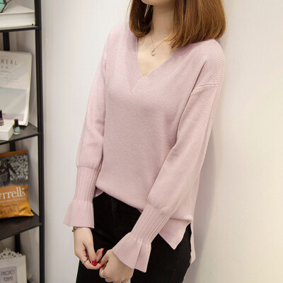 

Long Yue womens long-sleeved sweater female 2018 autumn new Korean version of the loose hooded shirt sweater student jacket LWYC188160 pink 1 code