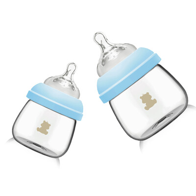 

Small Bear Snow Bear Glass Bottle Newborn Wide-Cell Glass Bottle Baby Bottle 100ml Blue 09573