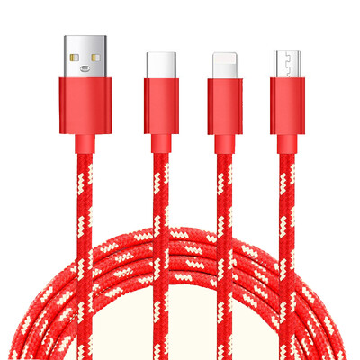 

MoKIS (MOKIS) Тип-c / Apple / Эндрюс многофункциональный три-в-одном мобильный телефон зарядный кабель / кабель для передачи данных / зарядное устройство 1 м красный