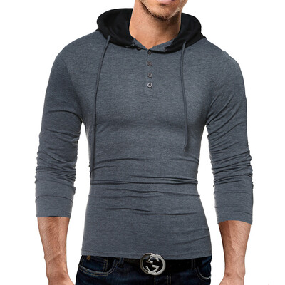 

Male 2017 Brand Long Sleeve Button Stitch T Shirt Collar Slim Men T-Shirt Tops Fashion Mens Tee Shirt T Shirts XXXL
