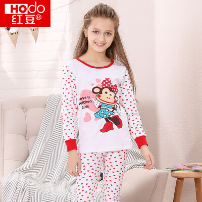 

Red beans Hodo children&39s underwear suit cotton men&women in the big children autumn&winter low round neck 100 cotton Qiu Qiuqiu HD8092 red 120