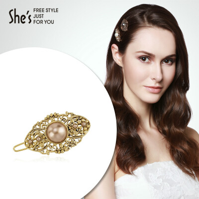 

Qian (She's) hair accessories side clip nostalgic retro imitation pearl bangs hairpin H0 white one size