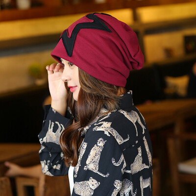 

Women's five-pointed star double-headed head hat autumn and winter warm head hat fashion head hat