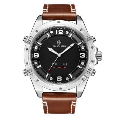 

Hot Selling Top Brand Luxury Quartz Watches LED Digital Display Waterproof Leather Clock Male Army Military Sport Wristwatch