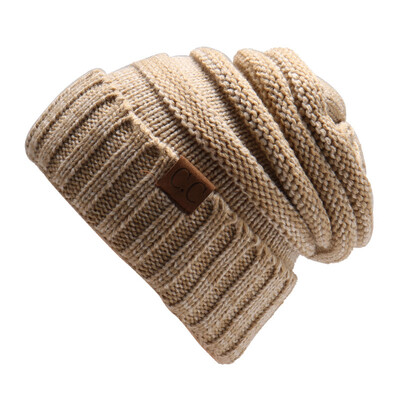 

Men Women Winter Knitted Wool Cap Unisex Folds Casual CC labeling Beanies Hat Solid Color Hip-Hop Skullies Beanie Hat Gorros