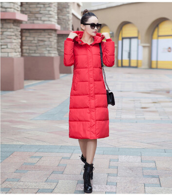 

2017 new winter cotton women thickening long paragraph long knees down jacket Slim plus section of the cold