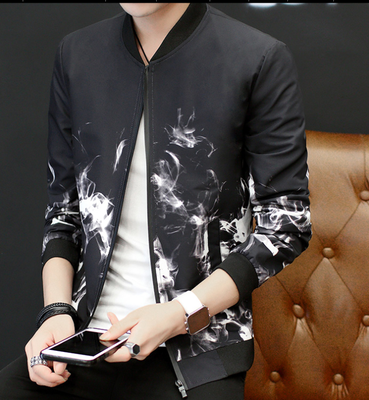 

Casual Men'S Jacket Print Simple Zipper Youth Jacket Men Coats Winter Male Outerwear Autumn Overcoat Khaki
