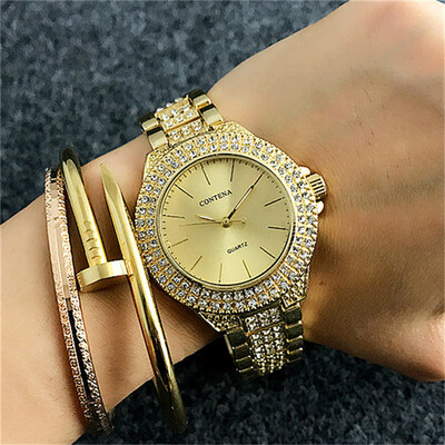

Famous Brand Contena Full Shinny Diamonds Luxury Ladies Elegant Watches New Design Rhinestone Women Dress Watches Royal Style Gift