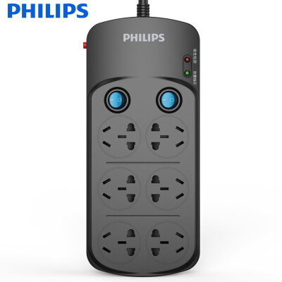 

Philips (PHILIPS) lightning protection socket plug-in plug-in board wiring board anti-surge power overload protection six-hole full-length 3 m dual-core power adapter new national standard