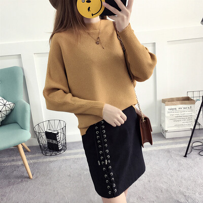 

Autumn and winter new word collar sweater solid color bat shirt jacket headset sweater sweater coat