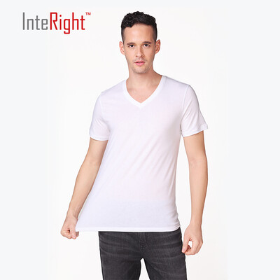 

INTERIGHT short-sleeved T-shirt mens cotton V-neck bottoming shirt 2 pieces gray Navy XL
