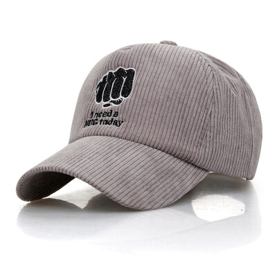

Autumn and winter new hat corduroy fist letters baseball cap outdoor sports hat lady casual cap
