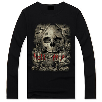 

Mens Black 3D Graphics Printed Rock Skull Pattern Long Sleeve T-Shirt Top Tee Shirt M-XXXLSkull King