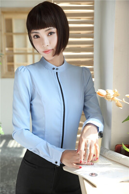 

Autumn Winter Elegant Slim Fashion Blue Long Sleeve Blouses Shirts Ladies Office Work Wear Blouse Blusas Female Tops Clothes