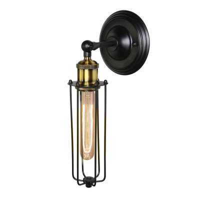 

BOKT Minimalist 1-light Industrial Edison Metal Porch Steampunk Lamp Black Wire Cage Loft Wall Sconces Copper Head