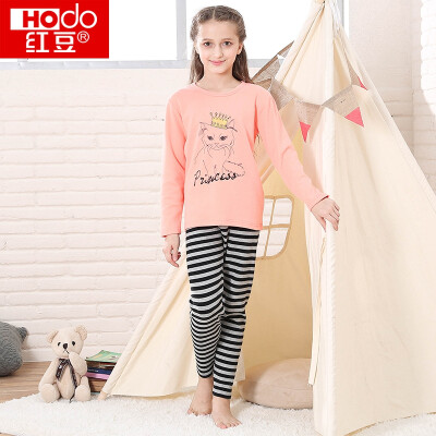 

Red beans children&39s warm underwear suit men&women in the big children&39s autumn&winter low-necked cartoon printing red bean velvet teenager plus cashmere coat HDR22012 rose red 120