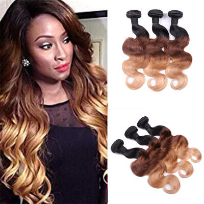 

7A Malaysian Virgin Hair Body Wave Ombre Hair Extensions Soft Malaysian Hair Weave Bundles 3pcs Human Hair Extensions T1B/4/27