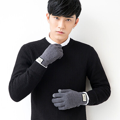 

Couple touch screen gloves men women fall winter outdoor driving plus cashmere warm lovely knitted wool gloves