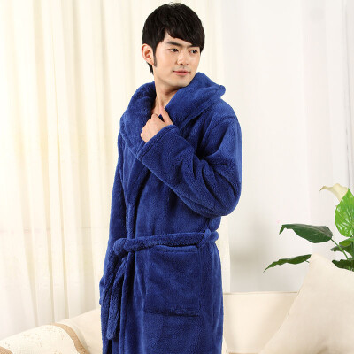 

New Women Coral Fleece Winter Autumn Warm Bathrobe Nightgown Kimono Dressing Gown Sleepwear Robe For Lady Long Man Bathrobe