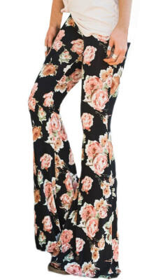 

Mooncolour Womens Fashion Floral Print Wide Leg Long Palazzo Flared Bell Bottom Yoga Pants Trousers