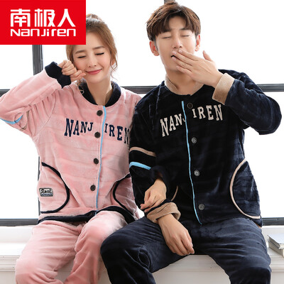 

Antarctic Pajamas Women Thicker Flannel Couples Pajamas Men&39s Autumn Winter Long Sleeve Coral Fleece Ladies Cardigan Set N675X21042-4 Women&39s Fashion Letter M