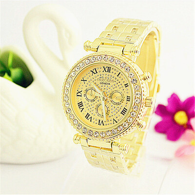 

Golden Luxury Rhinestone Ladies Business Watches Contena Diamonds Women Dress Watch New Design Fashion Casual Wristwatch