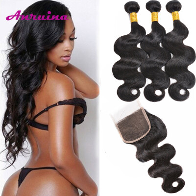 

Top Quality Brazilian Body Wave with Closure Bundles with Lace Closure Wet And Wavy Human Hair with Closure NO Shedding ,NO Tangle