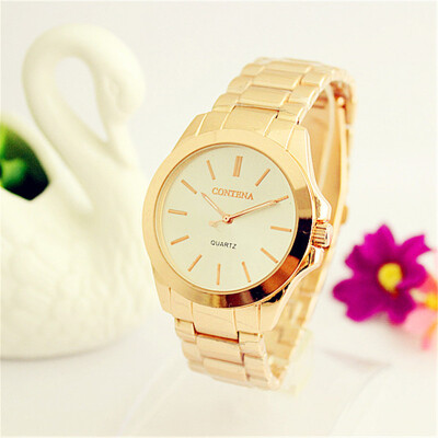 

Luxury Fashion Ladies Dress Watch CONTENA Lovely Pink Bracelet Women Quartz Wristwatches Simple Style Full Steel Watch