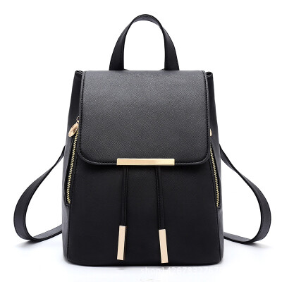 

Fashion PU Leather Backpack School Bag Student Backpack Women Travel Bag with Golden Metal Zipper