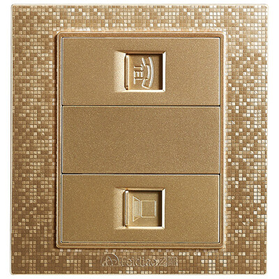 

Feidiao feidiao switch socket panel computer phone panel socket Internet phone socket panel 86 type of Phantom Tu Hao gold