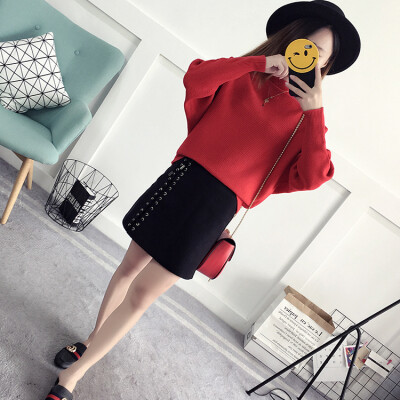 

2017 autumn and winter sweater new word collar sweater women Korean version of the pure color rounded bottomed shirt sweater