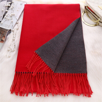 

190*75cm 2017 New Fashion Double-sided Pure Color Cashmere Scarf Keep Warm Comforter Wool Thickness Scarf Fringed Pashmina shawl