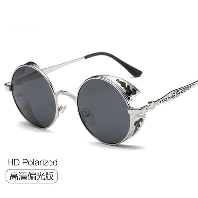 

2017 fashion new steam round lady polarized sunglasses big frame repair face color colorful fashion sunglasses women sunglasses