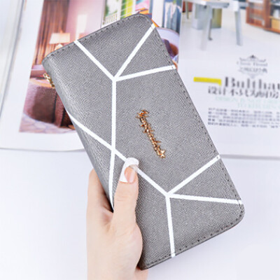 

New geometric pattern long wallet ladies fashion large capacity zipper wallet Korean hand bag handbag