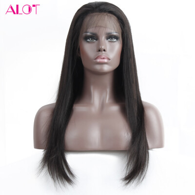 

ALOT 360 Lace Frontal Wigs Straight Brazilian Virgin Human Hair Wig With Baby Hair Pre Plucked Hairline 150Density 10-22 Inch