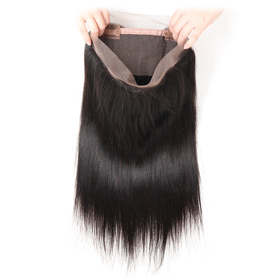 

BHF hair Brazilian Virgin Hair Straight 360 Lace Frontal Closure 130 Density
