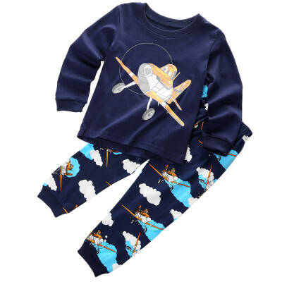 

Kids Baby Girl Boys Planes T-shirt Top+Pant Pajamas Set Sleepwear Outfit Clothes