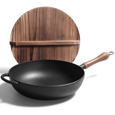 

Jingdong Supermarket Casting Jill May32cm cast iron wok pan bottom cooking boiler stove general wooden cover section