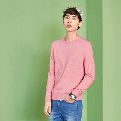 

Semir sweater male 2017 autumn round neck sweater black men's bottoming shirt Korean students line shirt tide 19057071402 orange red