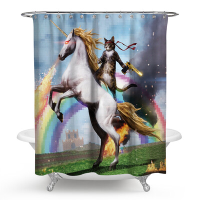 

horse digital printing Anti Bacterial Waterproof Polyester Shower Curtain