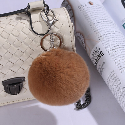

Antarctic nanJiren car pendant jewelry rex rabbit fur ball car key ring pendant black