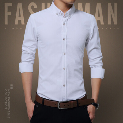 

Spring and Autumn New Long Sleeve Shirt Men Slim Young 2017 Fall Casual Shirt Men as gift for men's