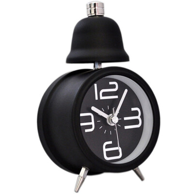 

Timess alarm clock creative mute cute small alarm clock student night light single bell bedside clock -162 black