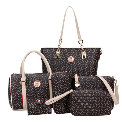 

2017 New Fashion Women Shoulder Bag PU Leather Tote Handbag Crossbody Bag 6-pcs sets