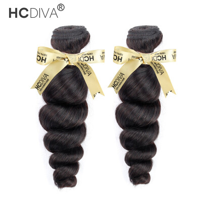 

HCDIVA Brazilian Virgin Human Hair Loose Wave 2 Bundles / Lot Loose Curl Unprocessed Virgin Hair Extensions Natural Black