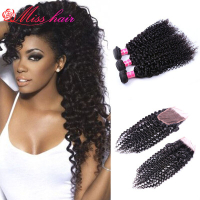 

Brazilian Curly With Closure 3 Bundles With Closure Brazilian Kinky Curly Virgin Hair With Closure Kinky Curly With Closure