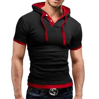 

MenS T Shirt 2017 Summer Fashion Hooded Sling Short-Sleeved Tees Male T-Shirt Slim Male Tops 5XL